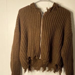 brown zip up hoodie